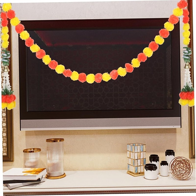 Marigold Garland 160X70CM Handmade Floral Decoration for Diwali Weddings Festivals - Image 5